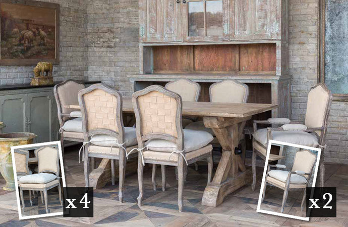 Weathered Oak Dining Chairs, Set of 6 General PHC