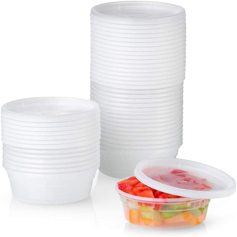 Load image into Gallery viewer, BULK Heavy Duty Deli Food Storage Containers with Lids 8oz Food Storage &amp; Serving VeZee
