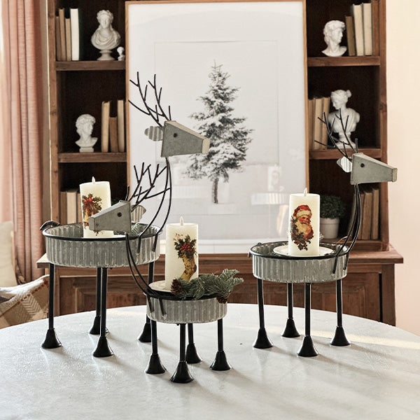 Galvanized Metal Reindeer Trays, Set of 3 Sale ABH