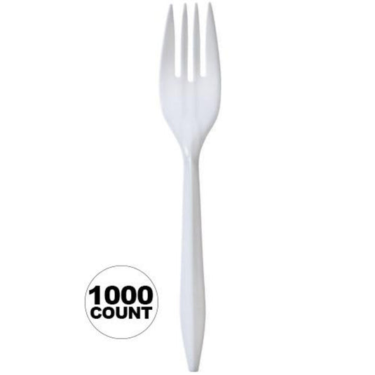 *WHOLESALE* Disposable - Medium Weight - White - Forks | 1000 ct. Disposable Forks VeZee