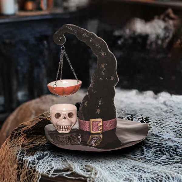 Halloween Witch Hat with Skull Candle Holder General TP