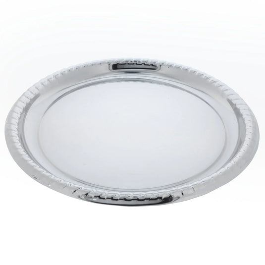 11.5" Silver Round Metallic Serving Plastic Tray Tray King Zak