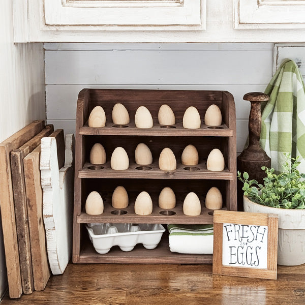 Four Tiered Wooden Egg Shelf Shop ABH