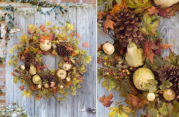 Fall Leaf and Gourd Wreath General MEL