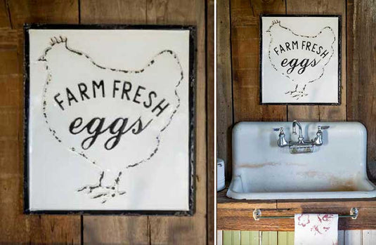 Embossed Metal Farm Fresh Eggs Sign General PHC