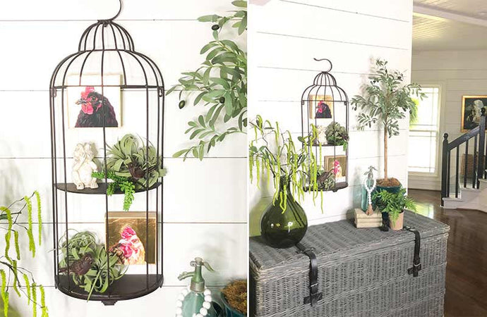 Rustic Bird Cage Wall Shelf General DCI