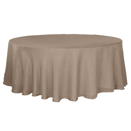 Faux Linen 108" Round Tablecloth Taupe - Slubby Textured & Wrinkle Resistant Table Cover Tablecloths PROstorez Default Title