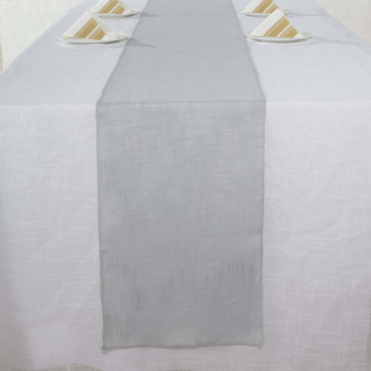 Faux Linen 12"x108" Table Runner Silver - Slubby Textured & Wrinkle Resistant Table Decor Runners PROstorez Default Title