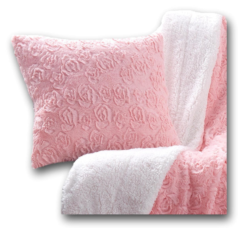 Load image into Gallery viewer, Rosey Pastel Blossom Pink Faux Fur Euro Throw Pillow Cover General DaDalogy Bedding Collection
