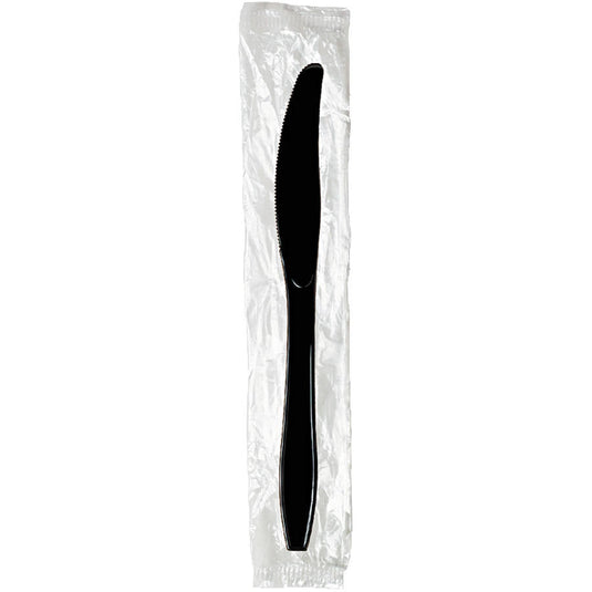 *WHOLESALE* Disposable - Individually Wrapped - Medium Weight - Black Knives| 1000 ct. VeZee