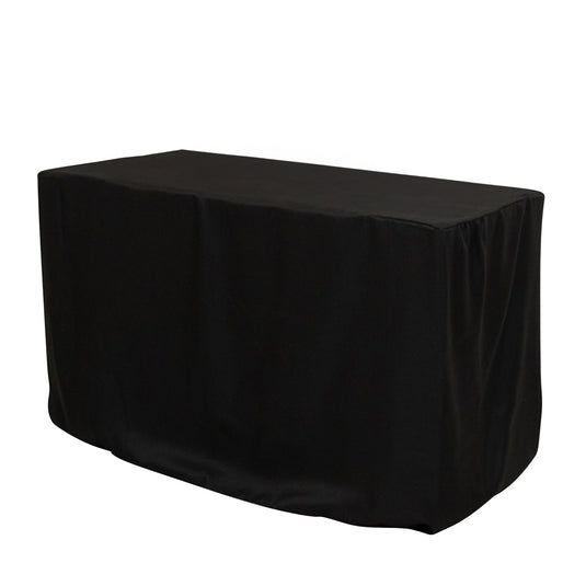 Fitted Polyester 48"x24"x30" Rectangle Tablecloth Black - Durable and Sleek for Events Tablecloths HIER_2113