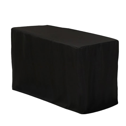 Fitted Polyester 48"x24"x42" Rectangle Tablecloth Black - Snug Fit for Elevated Tables Tablecloths HIER_2113