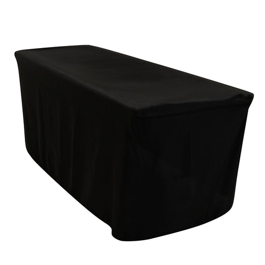 Fitted Polyester 72"x24"x30" Rectangle Tablecloth Black - Perfect Fit for Special Size Tables Tablecloths HIER_2113