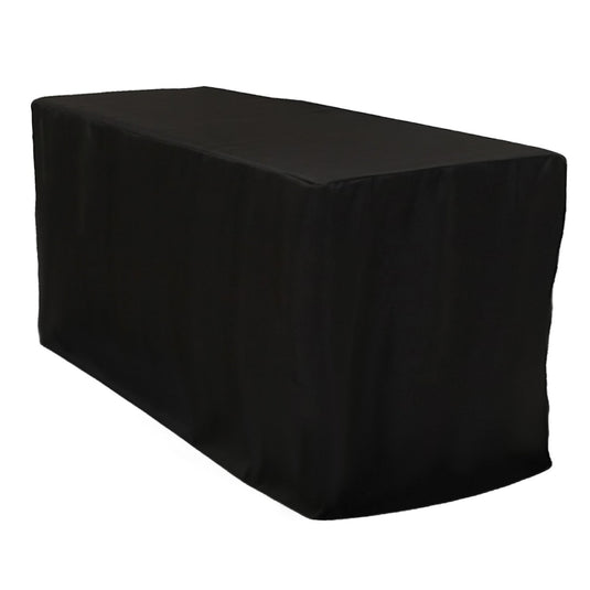 Fitted Polyester 72"x24"x42" Rectangle Tablecloth Black - Secure Fit for Elevated Tables Tablecloths HIER_2113