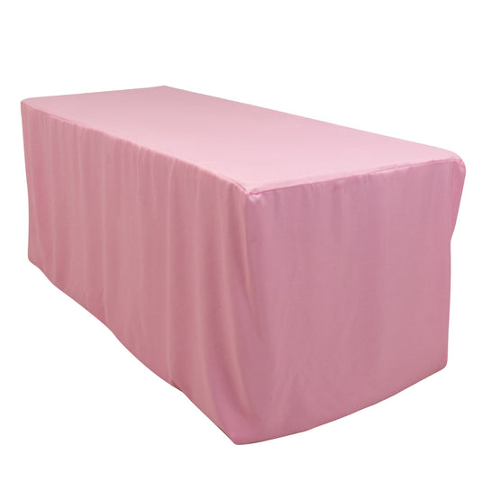 Fitted Polyester 72"x30" Rectangle Tablecloth Pink - Durable and Easy to Maintain Table Cover Tablecloths HIER_2113