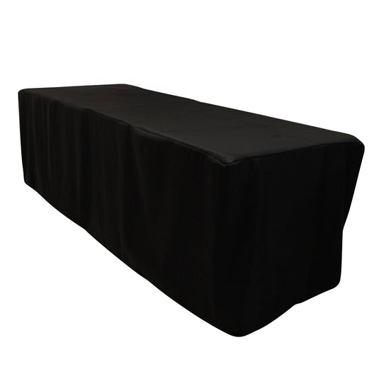 Fitted Polyester 96"x24"x30" Rectangle Tablecloth Black - Secure Fit for Unique Table Sizes Tablecloths HIER_2113