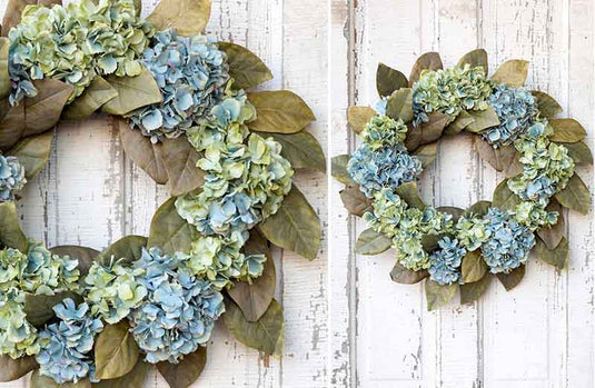 24" Hydrangea and Magnolia Leaf Wreath General PHC