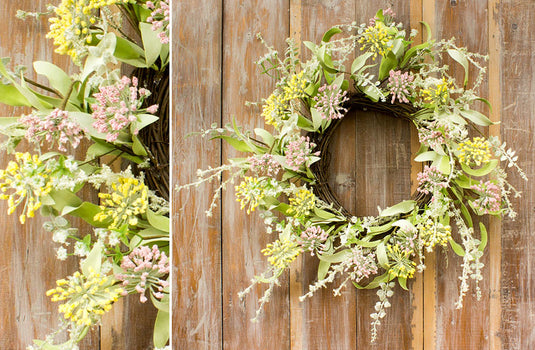 Pink Wildflower and Berries Wreath General MEL