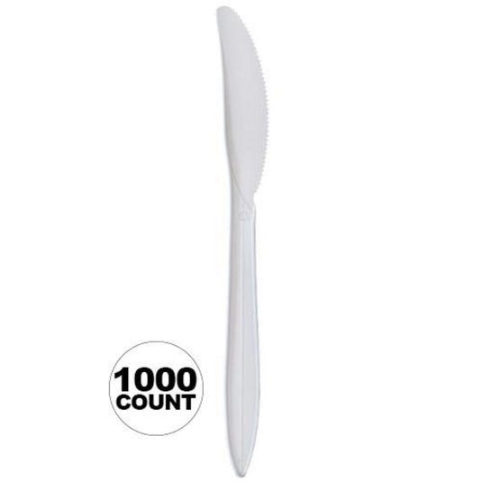 *WHOLESALE* Disposable - Medium Weight - White - Knives | 1000 ct. VeZee