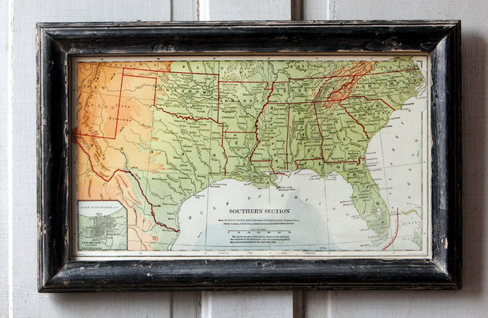 Distressed Framed Map of the South General PHC