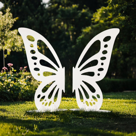 Freestanding Wooden Butterfly Wings Backdrop, Large Butterfly Cut-Out Stand Photo Prop - White, 4.5ftx3.5ft Backdrops HIER_5100