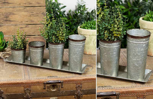 Galvanized Metal Planter Buckets With Tray General VIP