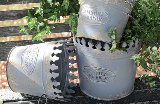 Metal Ornate Planter Buckets Set Of 3 General PPD