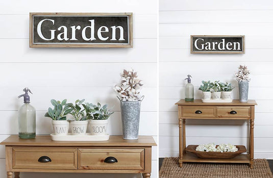 Wood Framed Metal "Garden" Sign General VIP