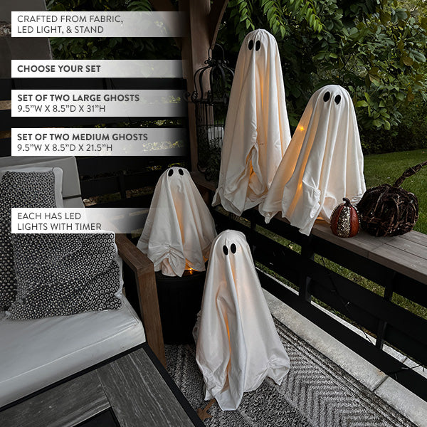 Load image into Gallery viewer, Light Up LED Ghosts with Timer, Set of Two, Choose Your Size General ABH
