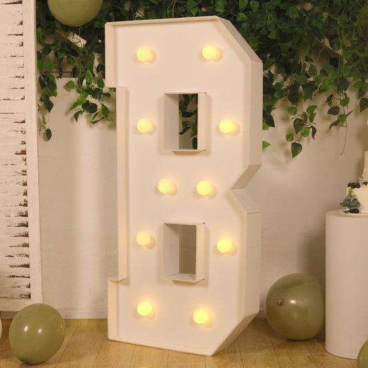 Giant LED Marquee Light Up Letter "B", White 4ft Pre-Cut Foam Board with 10 Warm White Battery Operated LEDs, Glue Gun and Sticks LED HIER_8600