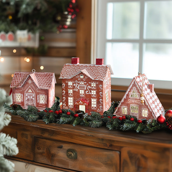 Gingerbread Luminary Christmas Village, Set of 3 General CT