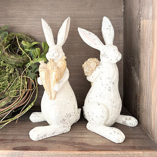 Hoppy Giver Bunny Statues, Set of 2 TP