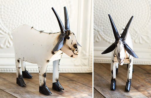 Recycled Folk Art Metal Goat General MA