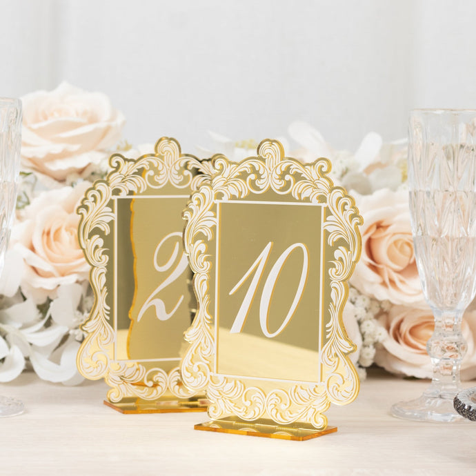 Gold Mirror Arch Acrylic Table Numbers (1-10) - 5