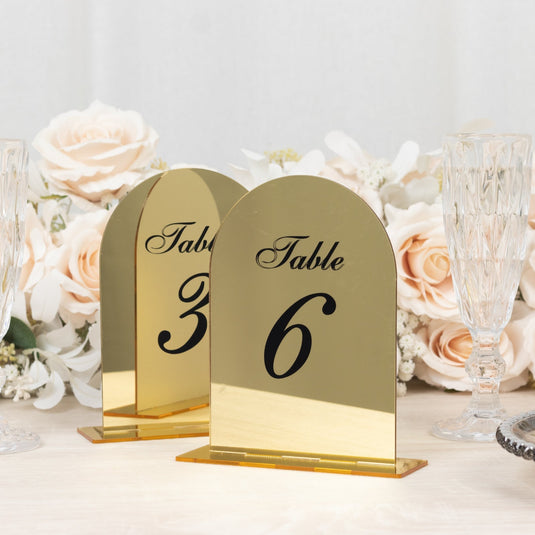 Gold Mirror Arch Acrylic Table Numbers (1-10) - 6