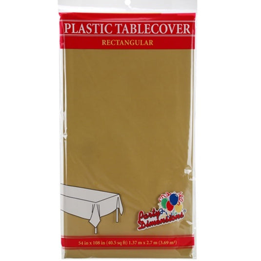 *WHOLESALE* Tablecover Plastic Gold Rectangular 54'' X 108'': 48CT Table Cover Party Dimensions