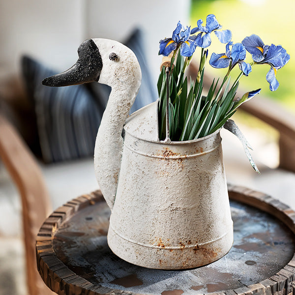 Distressed Goose Metal Bucket with Wood Handle General ABH