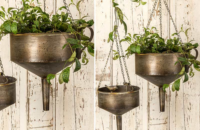 Galvanized Funnel Hanging Planter Set of 2 General DCI