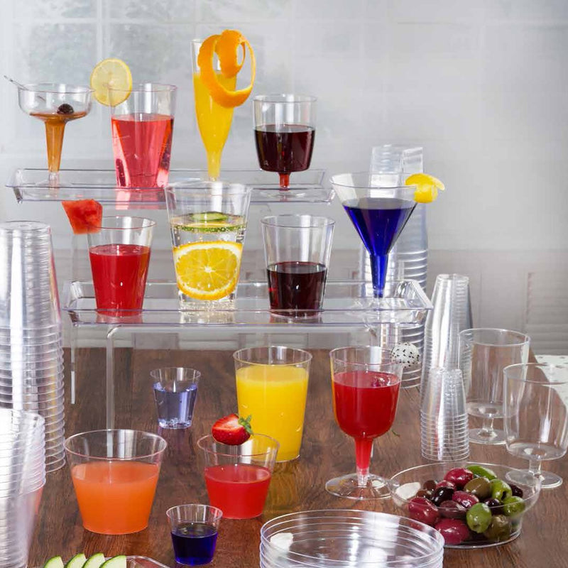 Load image into Gallery viewer, Plastic Flared Tumbler Clear Square Shot Cups HEAVY QUALITY 2 oz Tumblers Lillian
