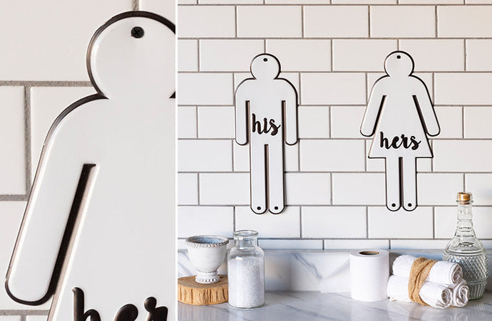 His and Hers Metal Bathroom Signs General VIP