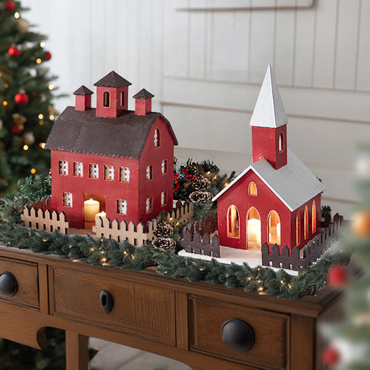 Red Holiday Miniature Building Wood Lantern, Choose Your Style General CT