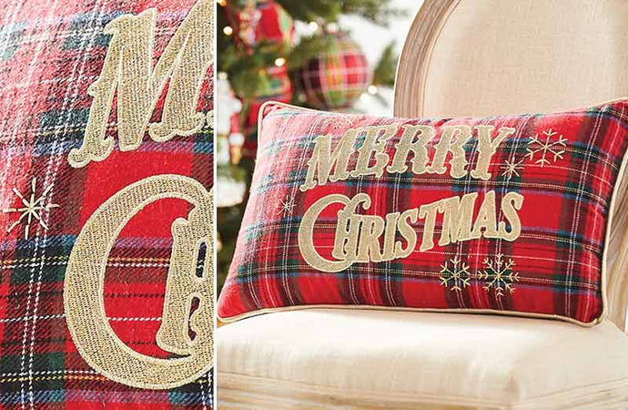 Merry Christmas Plaid Pillow General RAZ