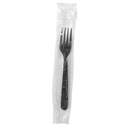 Load image into Gallery viewer, *WHOLESALE* Disposable - Individually Wrapped - Medium Weight - Black Fork | 1000 ct. VeZee
