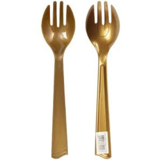 Gold Plastic Serving Fork 10" Serverware Party Dimensions