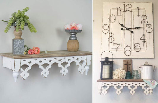 White Wooden Scalloped Edge Wall Shelf General VIP