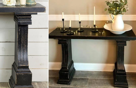 Distressed Black Wooden Console Table General VIP