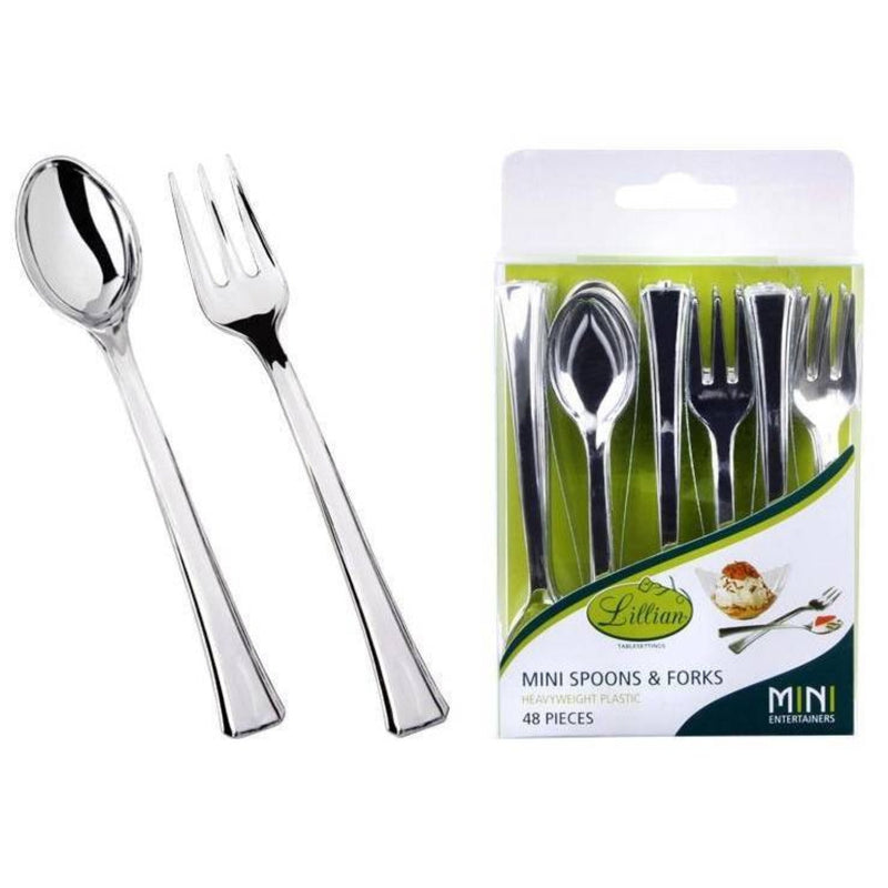 Load image into Gallery viewer, Silver Mini Plastic Spoon Serverware Lillian
