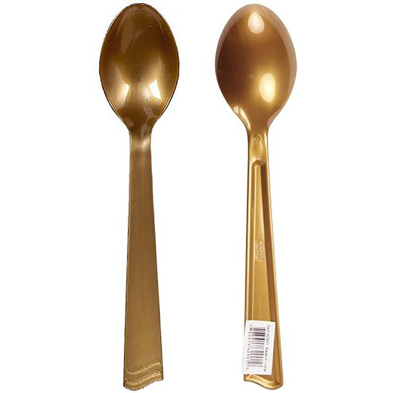 Load image into Gallery viewer, Gold Plastic Serving Spoon 10&quot; Serverware Party Dimensions
