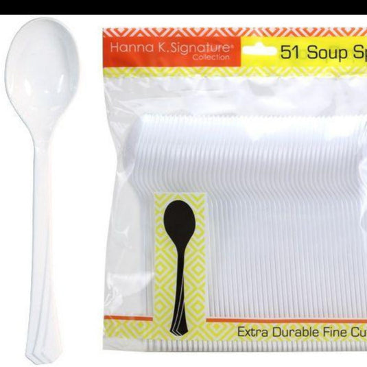 *WHOLESALE* Hanna K. Signature Heavyweight Pearl Plastic Soup spoon-1224CT Cutlery Hanna K Signature