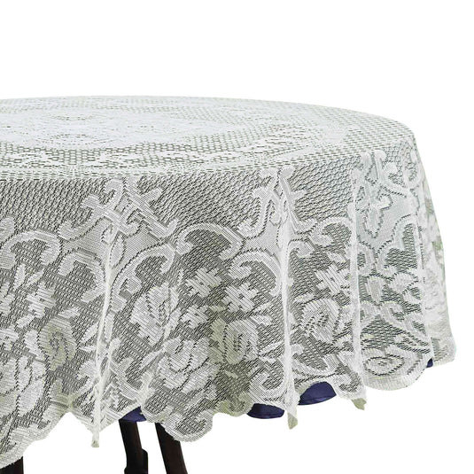 Lace 70" Round Tablecloth Ivory - Premium Design for Intimate Table Settings Tablecloths HIER_2150 Default Title